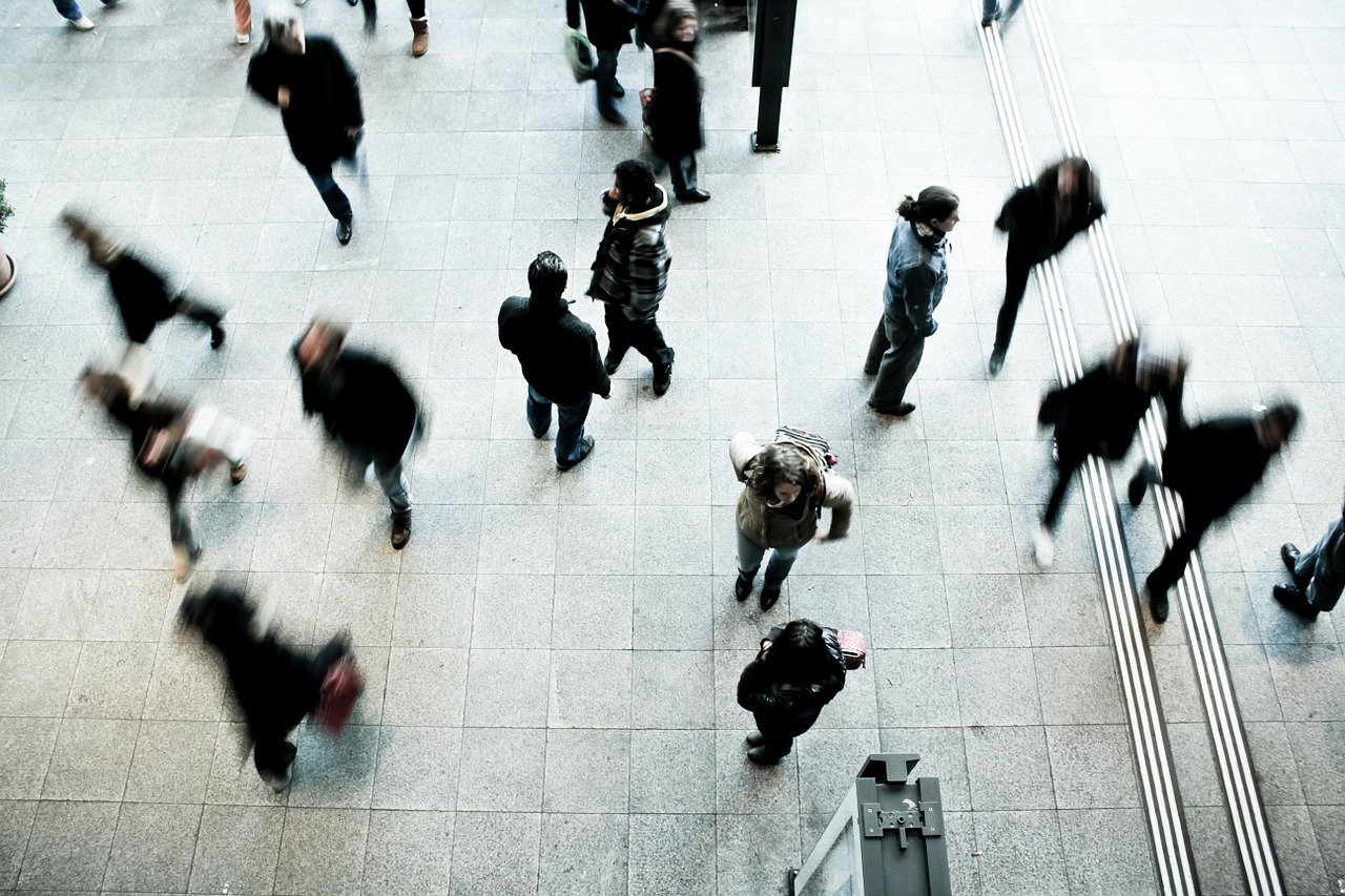 pedestrians, rush hour, blurred